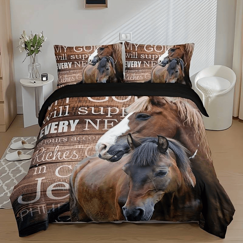 Horse Bedding Set My God Will Supply All Your Needs Duvet Covers