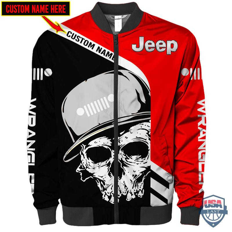 Jeep Skull Cap Custom Name Bomber Jacket