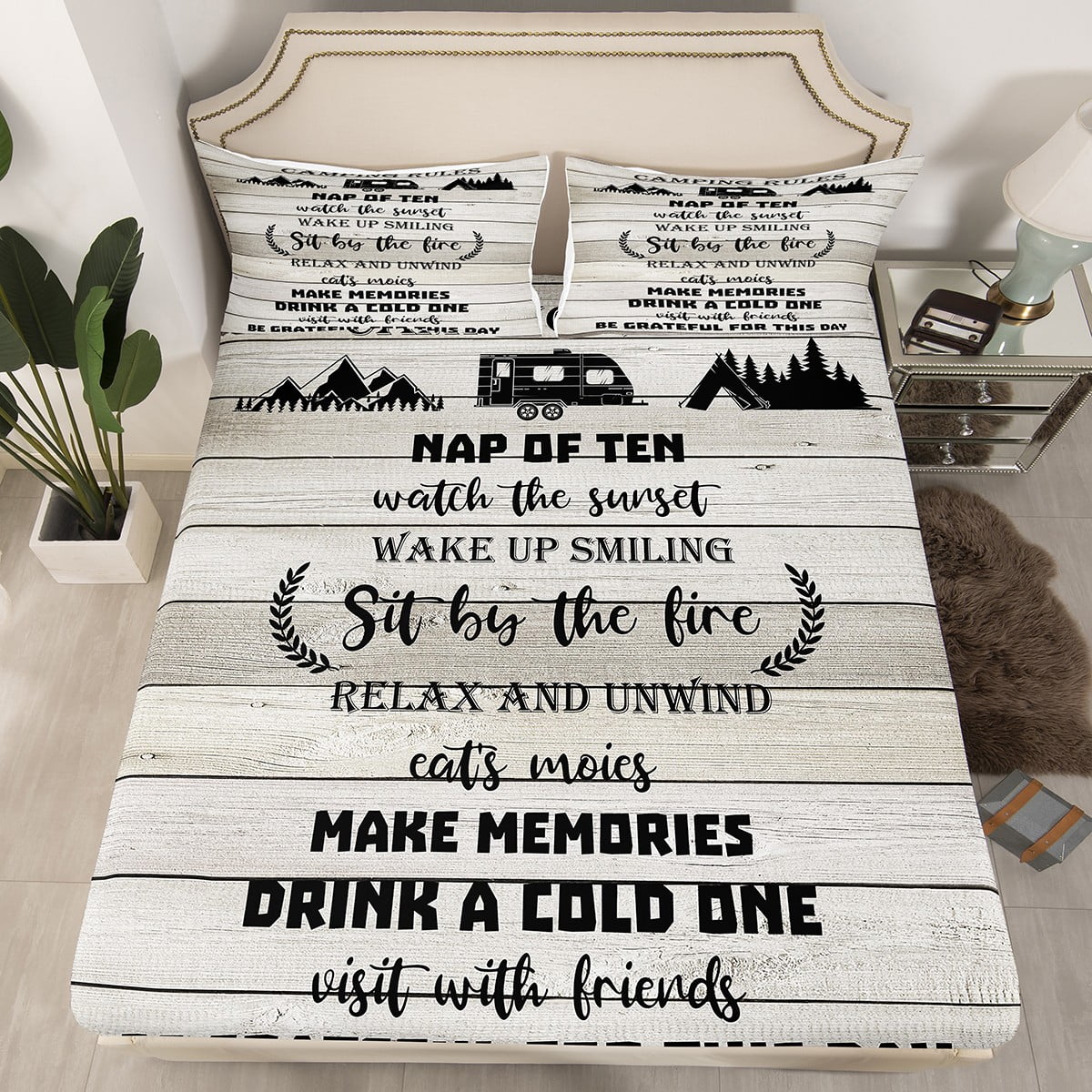 Camping Bedding Set Nap Of Ten Sit By The Fire Duvet Covers Gray