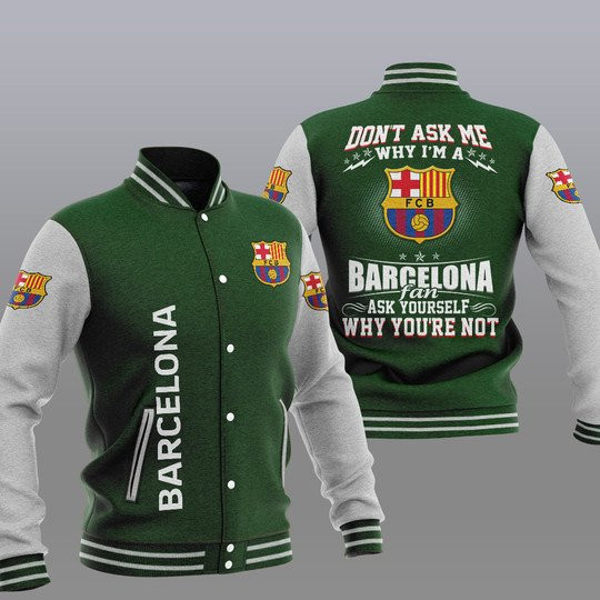 FC Barcelona Green Dont Ask Me Baseball Jacket