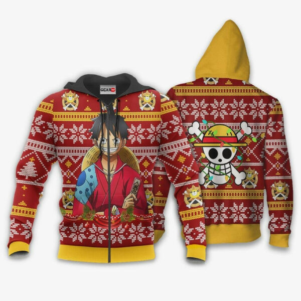Luff Ugly Christmas Sweater One Piece Anime 1k510 Cartoon Graphic Outfits Aop 3d Hoodie, Zip Hoodie 1118