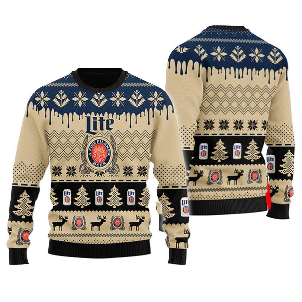 Chevron Pattern Miller Lite Ugly Christmas Sweater