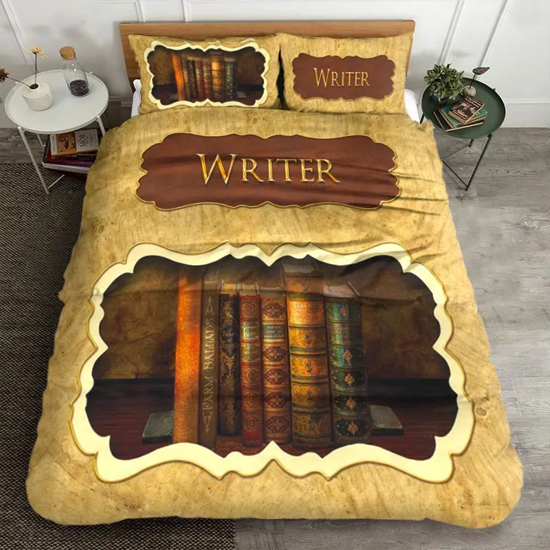 Book Bedding Set Writer Book Wooden Pattern Duvet Covers