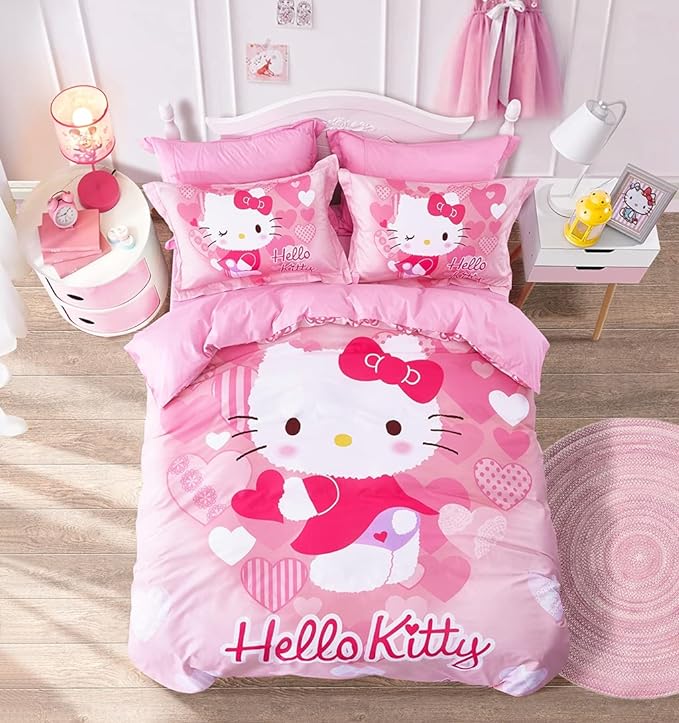 Hello Kitty Bedding Set Cute Hello Kitty Heart Pattern Duvet Covers