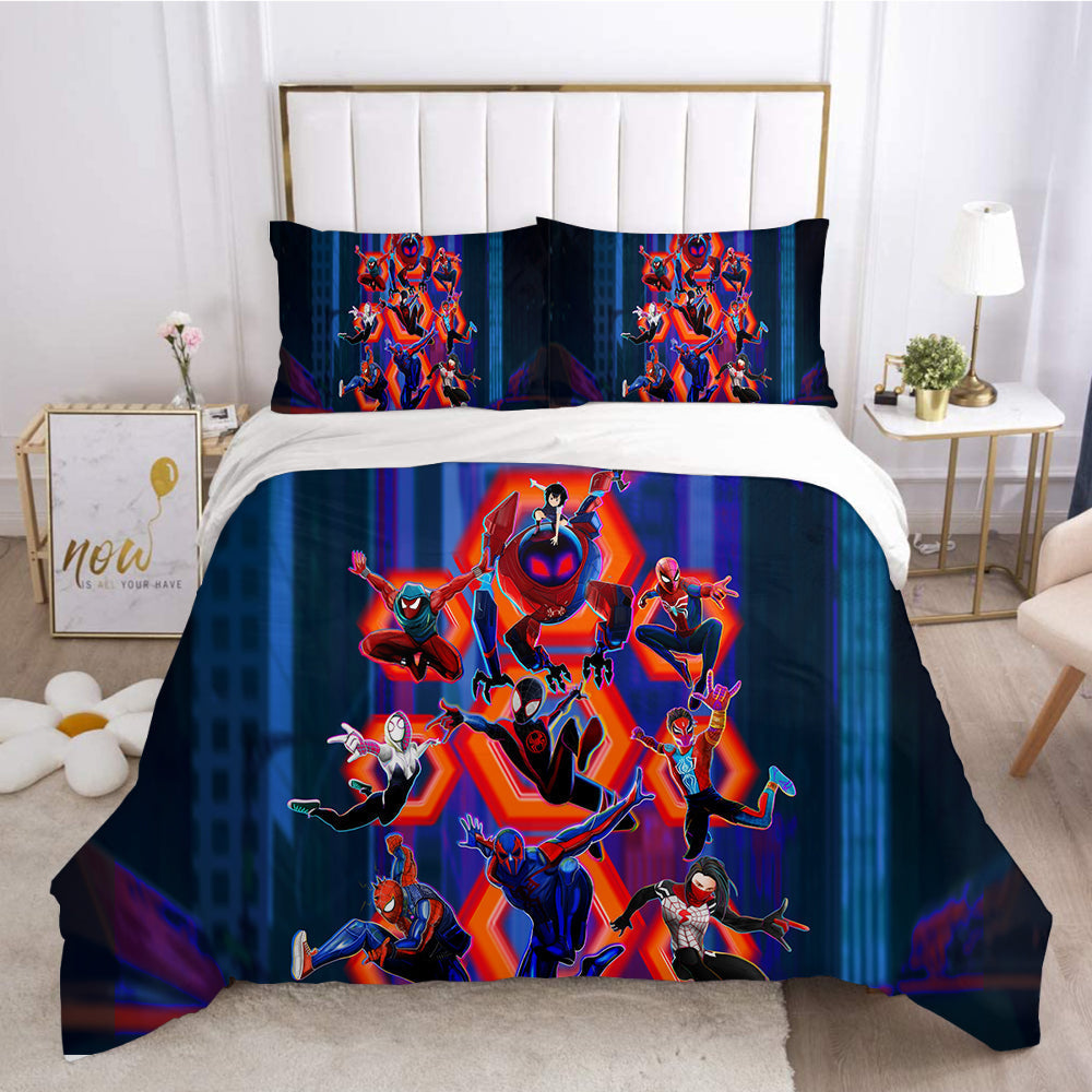 Spiderman Bedding Set MV Spiderman Across The Spider Verse Duvet Covers Blue