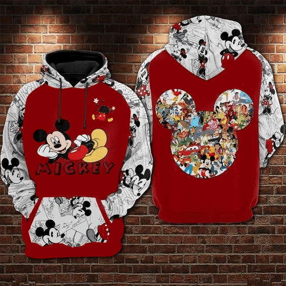 Funny Mickey Mouse Comics 117   Cartoon Graphic Outfits Aop Hoodie 686