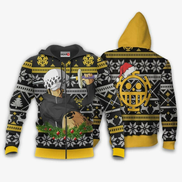 Trafalgar Law Ugly Christmas Sweater One Piece Anime 1k508 Cartoon Graphic Outfits Aop 3d Hoodie, Zip Hoodie 2327