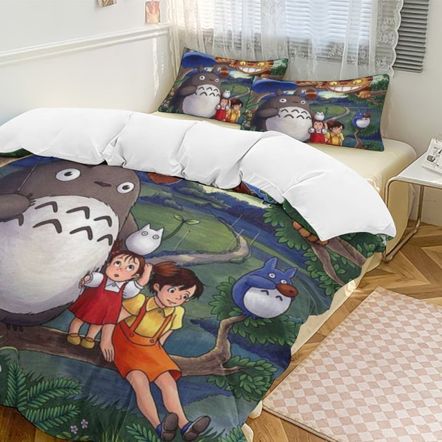 SGhibli Bedding Set Totoro With The Two Sisters Duvet Covers