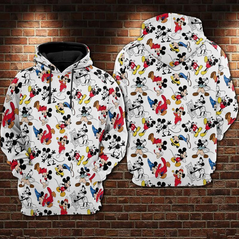 Mickey Mouse Pattern Over Print 3d Hoodie Zip Hoodie 398