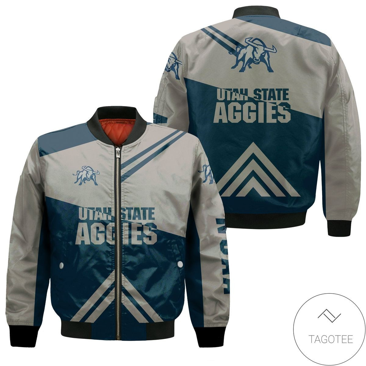 Utah State Aggies Stripes Cross Shoulders Bomber Jacket
