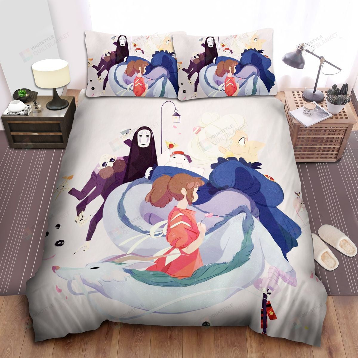 SGhibli Bedding Set Spirited Away Characters Graphic Duvet Covers