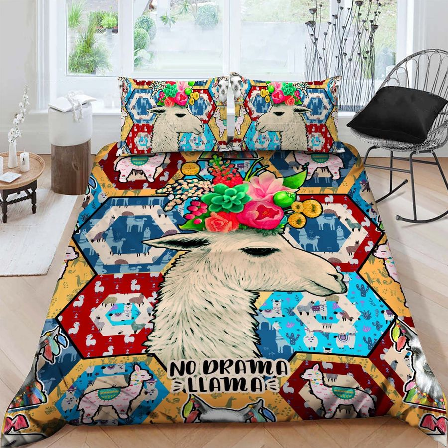 Llama Bedding Set No Drama Llama Flower Duvet Covers