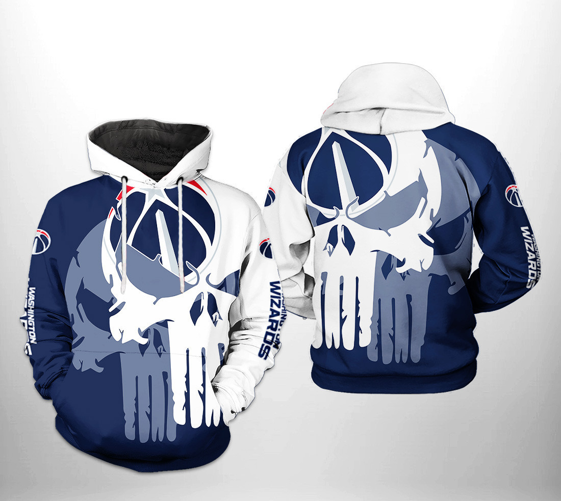 Washington Wizards Team Skull 3D All Over Print Hoodie & Zip Hoodie