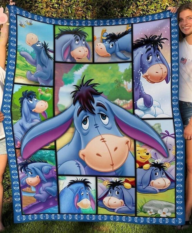 Cute Eeyore Donkey Fleece Sherpa Blanket