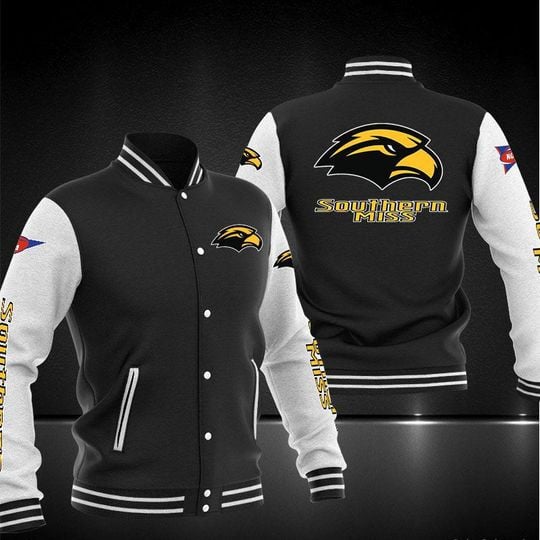 Southern Miss Golden Eagles Black White Baseball Jacket