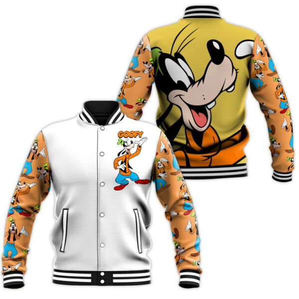 Goofy Dog Yellow Orange Disney Unisex Cartoon Graphic Casual Outfits Gift Lover Baseball Jacket 110