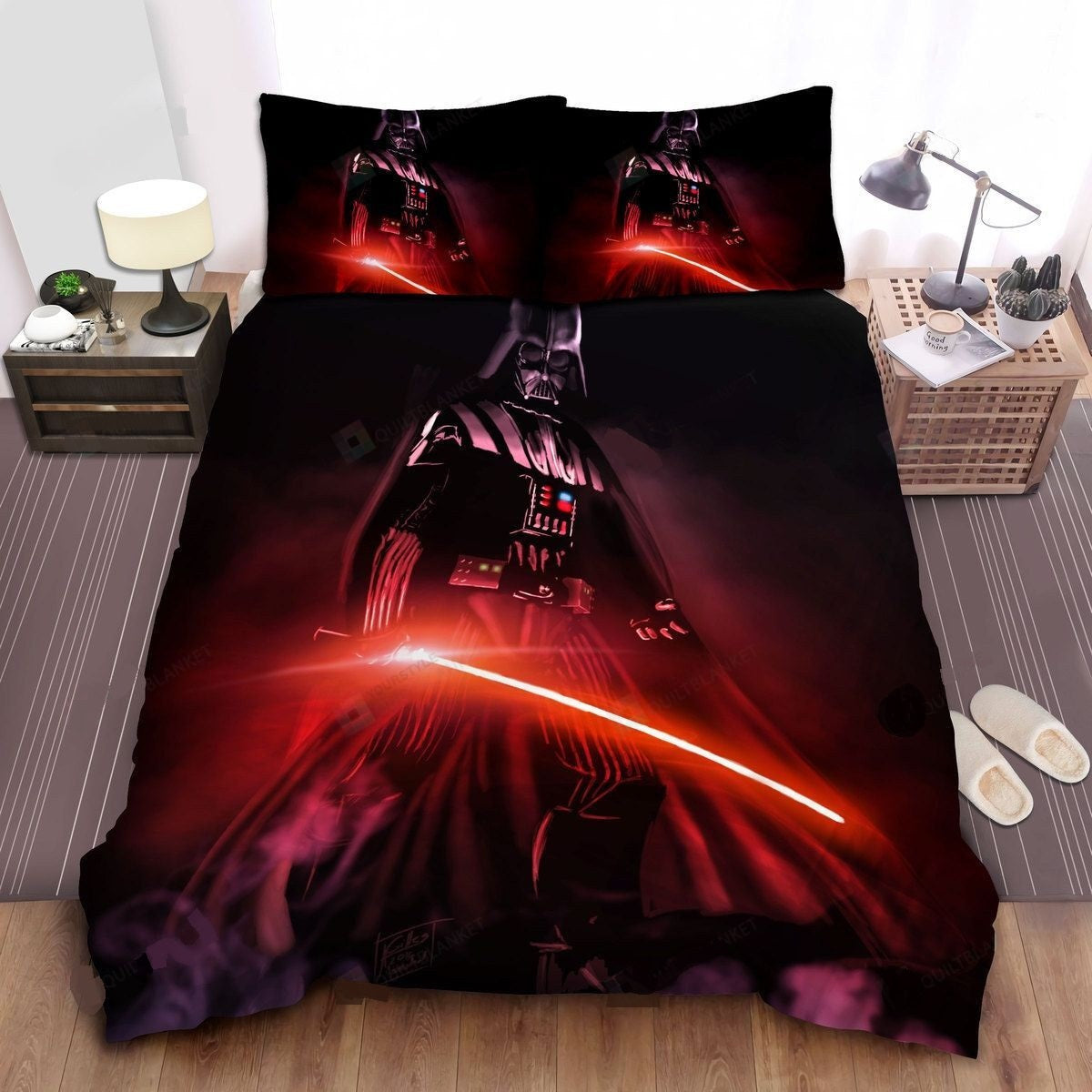 SW Bedding Set Darth Vader Holding Red Lightsaber Duvet Covers