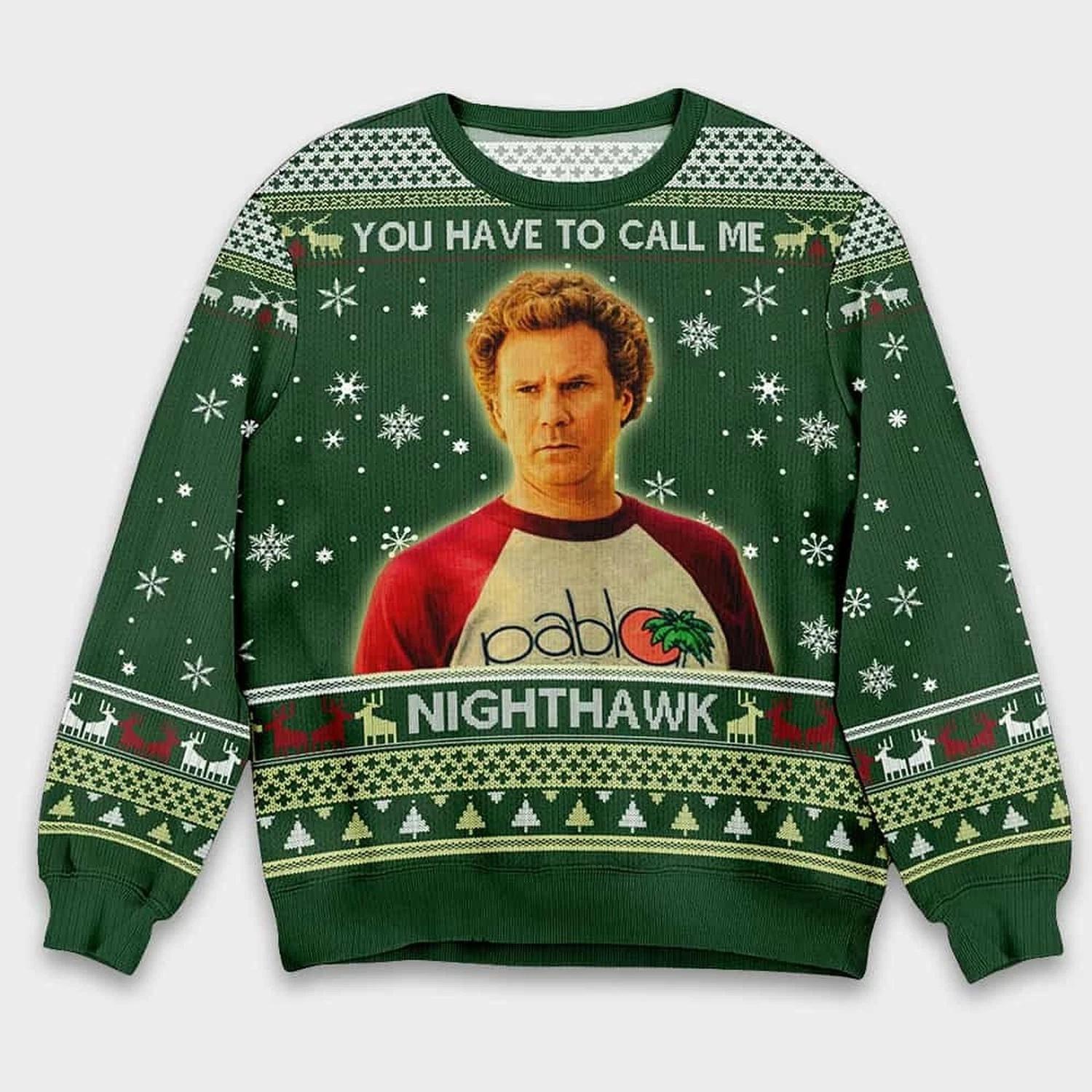 Brennan Huff You Have To Call Me Nighthawk Step Brothers Ugly Christmas Sweater