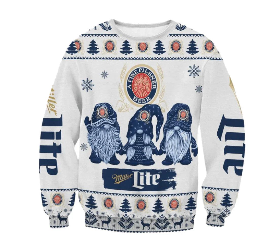 Miller Lite Christmas Gnomies Ugly Christmas Sweater