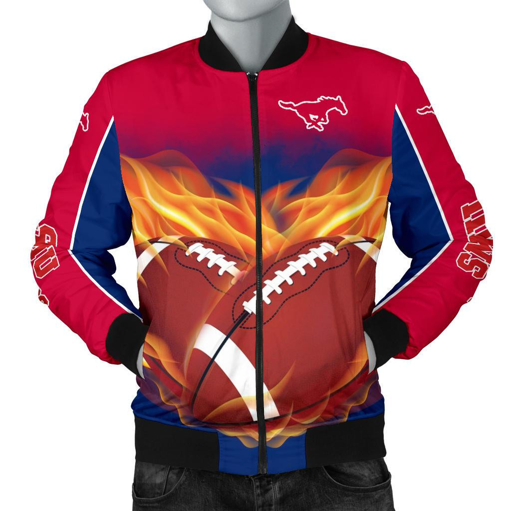 SMU Mustangs Flame Ball Bomber Jacket