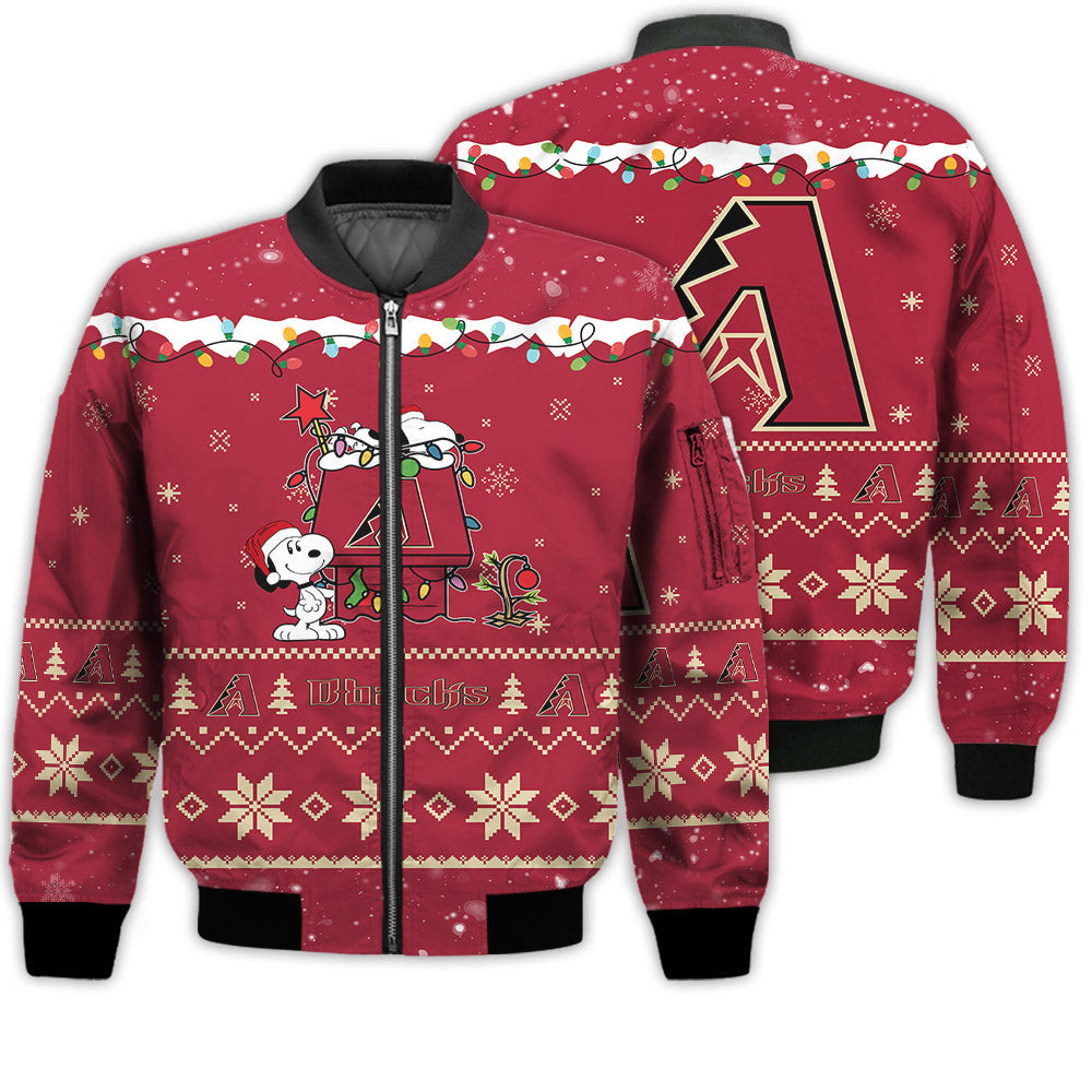 Arizona Diamondbacks Merry Christmas Season Snoopy Bomber Jacket