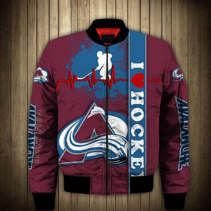 Colorado Avalanche Heart Beats Bomber Jacket