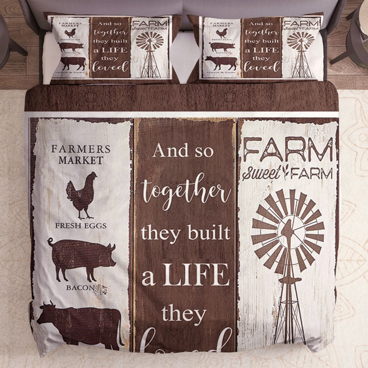 Farmer Bedding Set Together They Build A Life Duvet Covers White