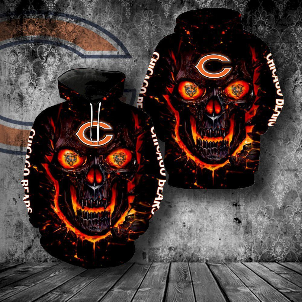 Chicago Bears Skull Full 3D All Over Print Hoodie & Zip Hoodie