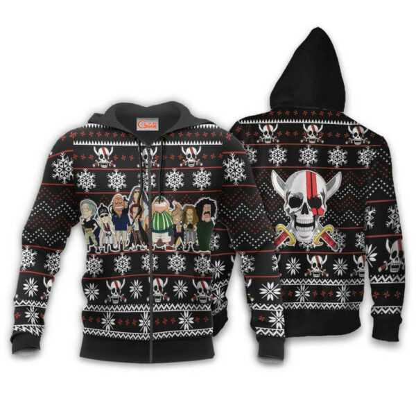 Red Hair Pirates Ugly Christmas Sweater One Piece Anime 1k495 Cartoon Graphic Outfits Aop 3d Hoodie, Zip Hoodie 2403