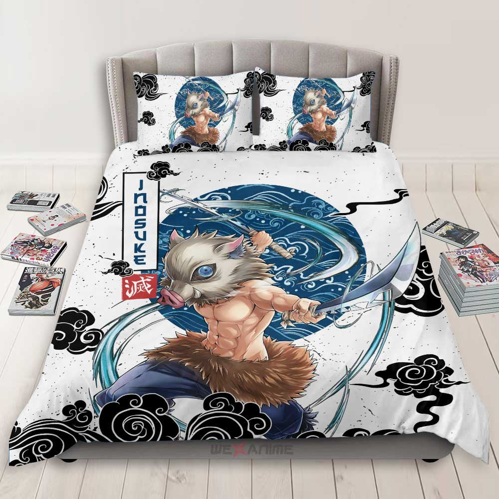 Demon Slayer Bedding Set Inosuke Hashibira Fighting Scene Duvet Covers