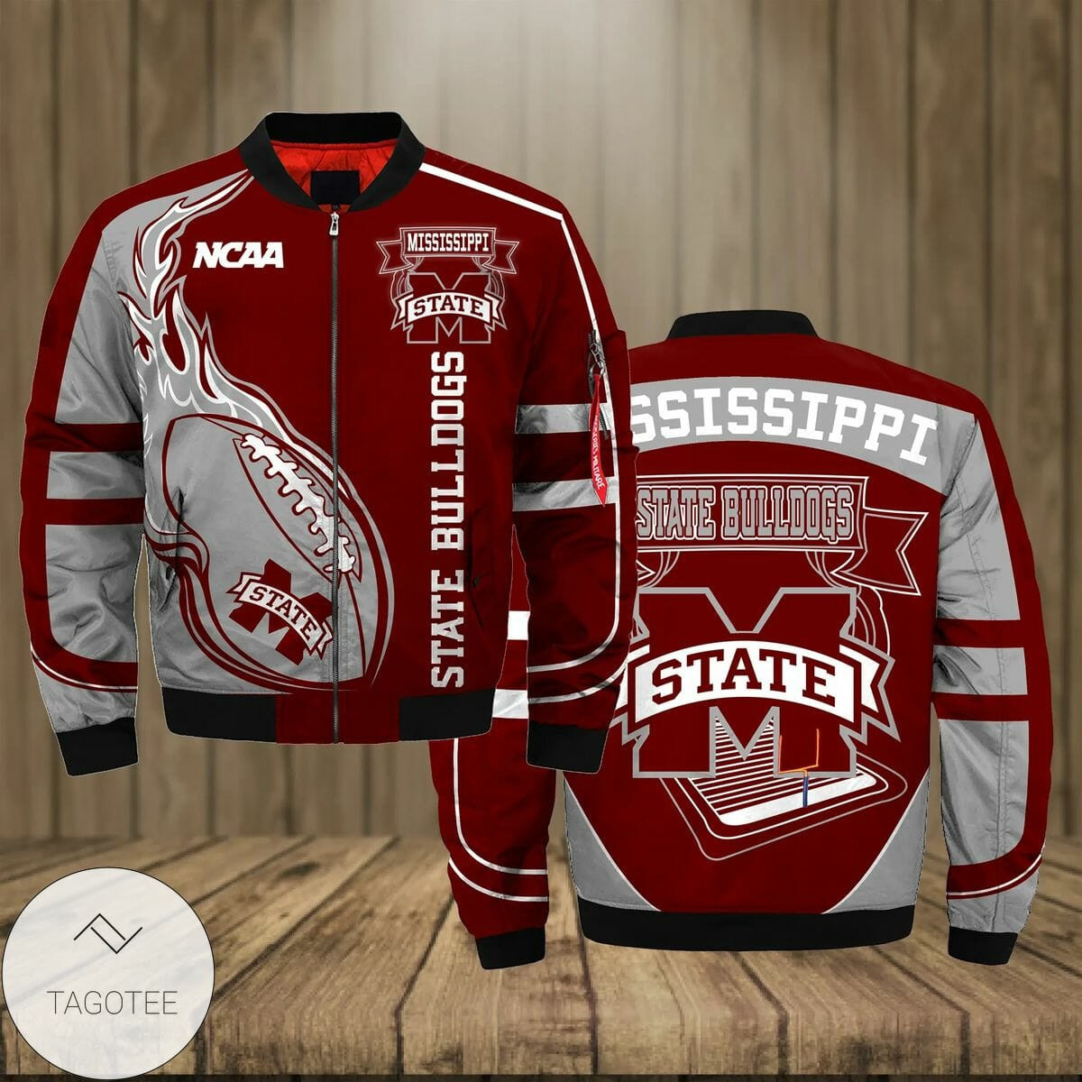 Mississippi State Bulldogs Maroon Grey Bomber Jacket
