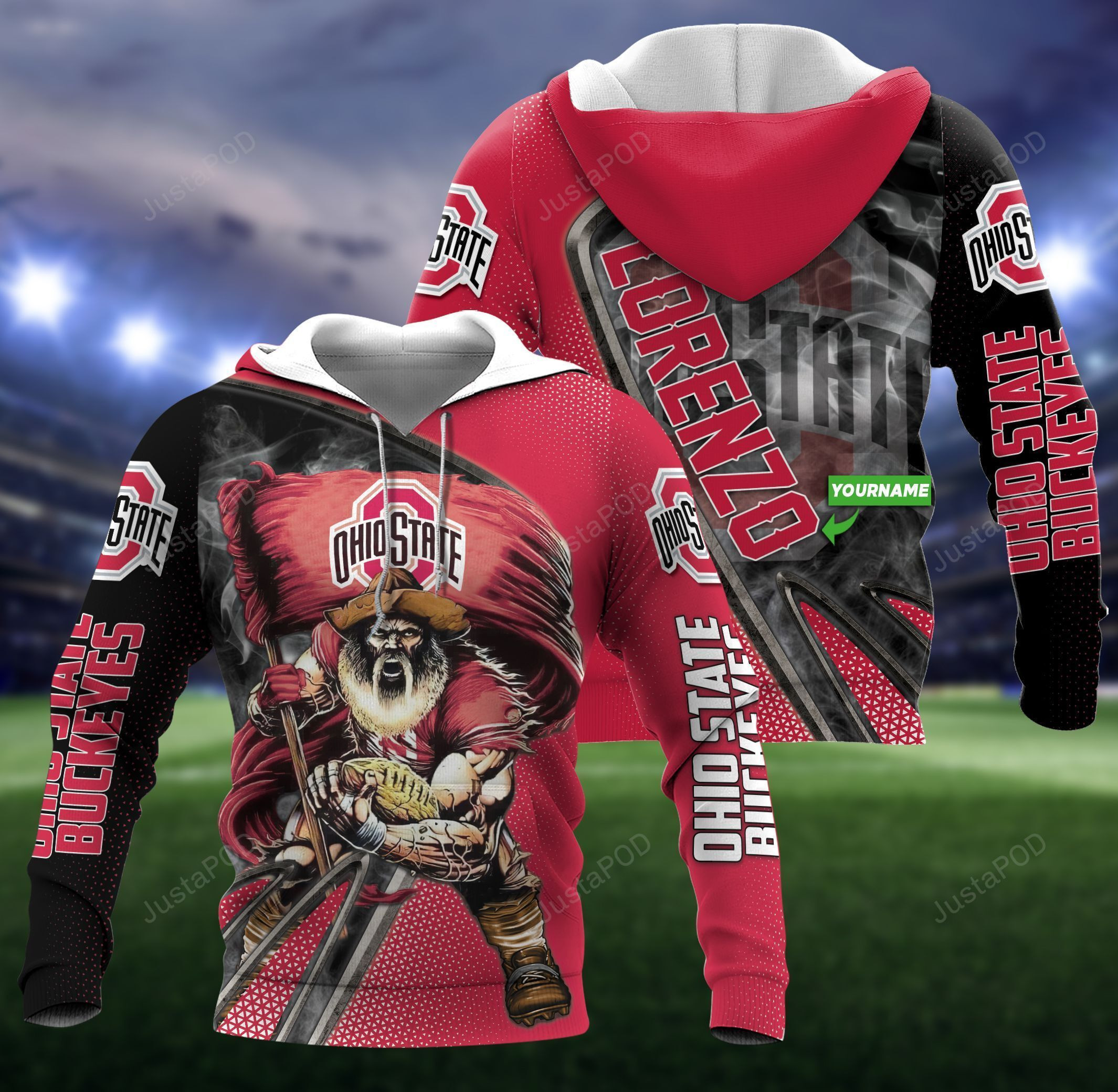 Personalized Ohio State Buckeyes 3D All Over Print Hoodie & Zip Hoodie