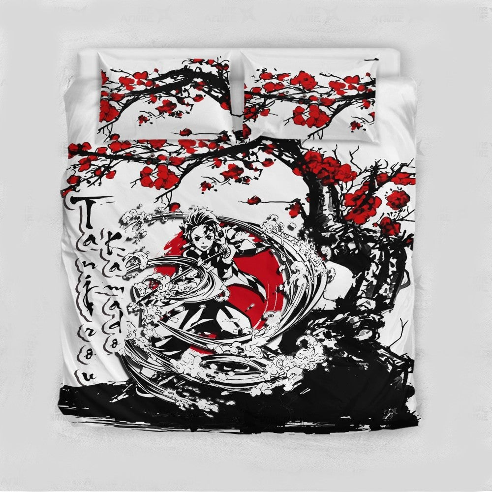 Demon Slayer Bedding Set Tanjirou Kamado Cherry Blossom Duvet Covers