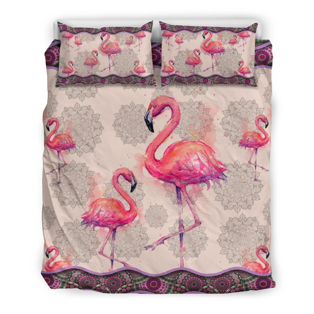 Flamingo Bedding Set Flamingo Graphic Mandala Pattern Duvet Covers