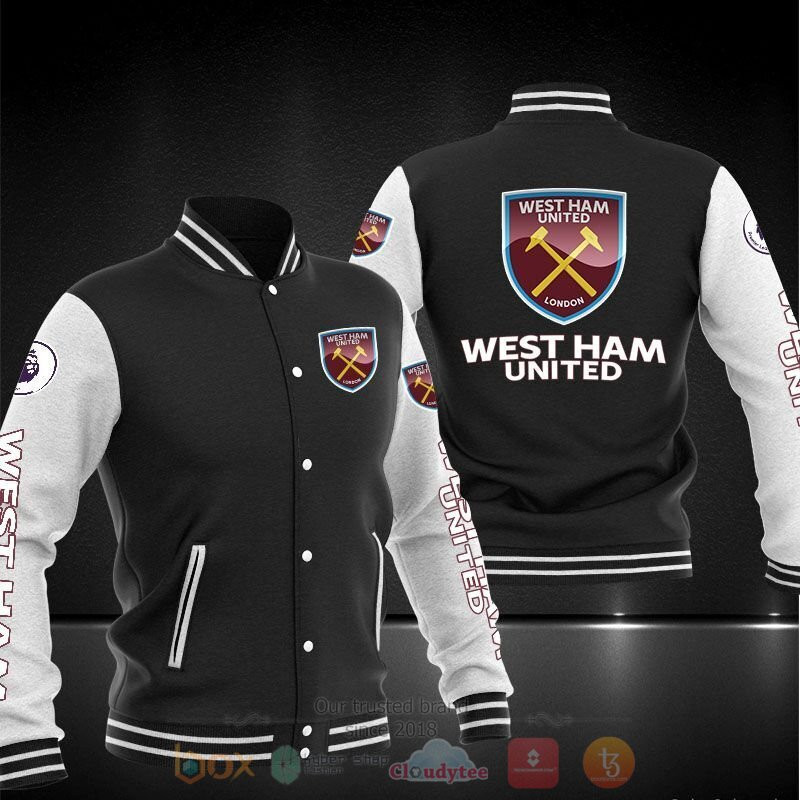 West Ham United FC Black Grey Baseball Jacket