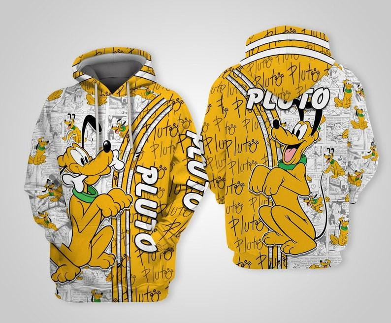Pluto Dog Cartoon, Pluto Signature, Pluto Dog Comics Book Patterns All Over Print Hoodie, Zip Hoodie