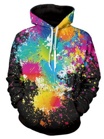 Paint Splatter Print Long Sleeve Pullover Hoodie