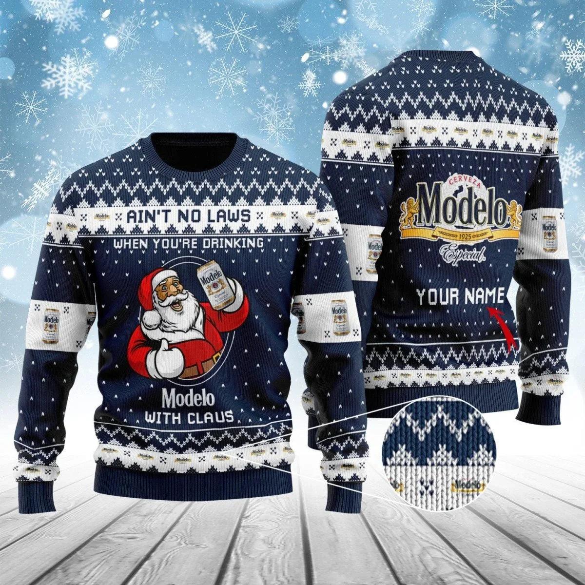 Personalized Modelo With Claus Ugly Christmas Sweater