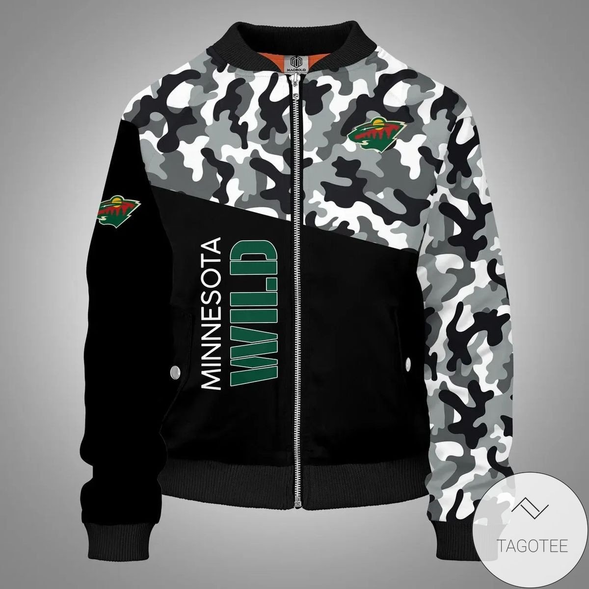 Minnesota Wild Black Camo Bomber Jacket