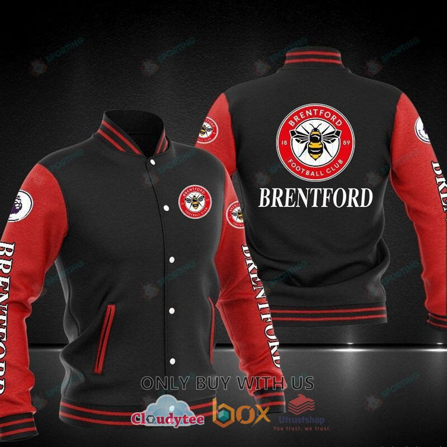 Brentford FC Black Red Baseball Jacket