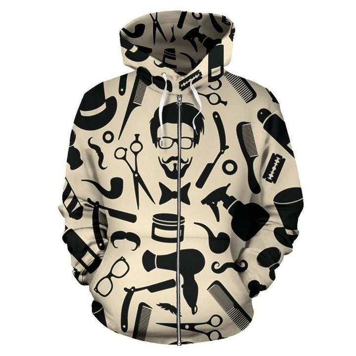 Barber Shop Skull 3D All Over Print Hoodie & Zip Hoodie