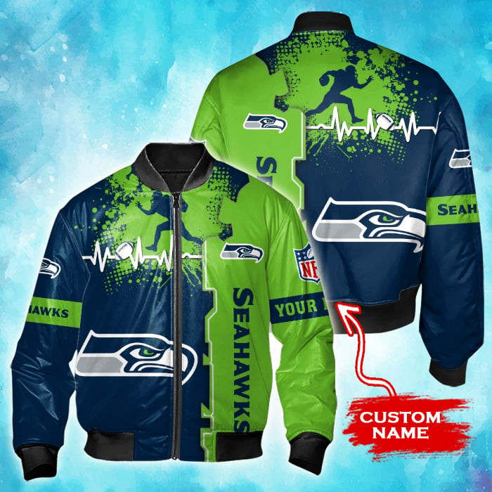 Seattle Seahawks Personalized Thick Bomber Jacket CSBBT170