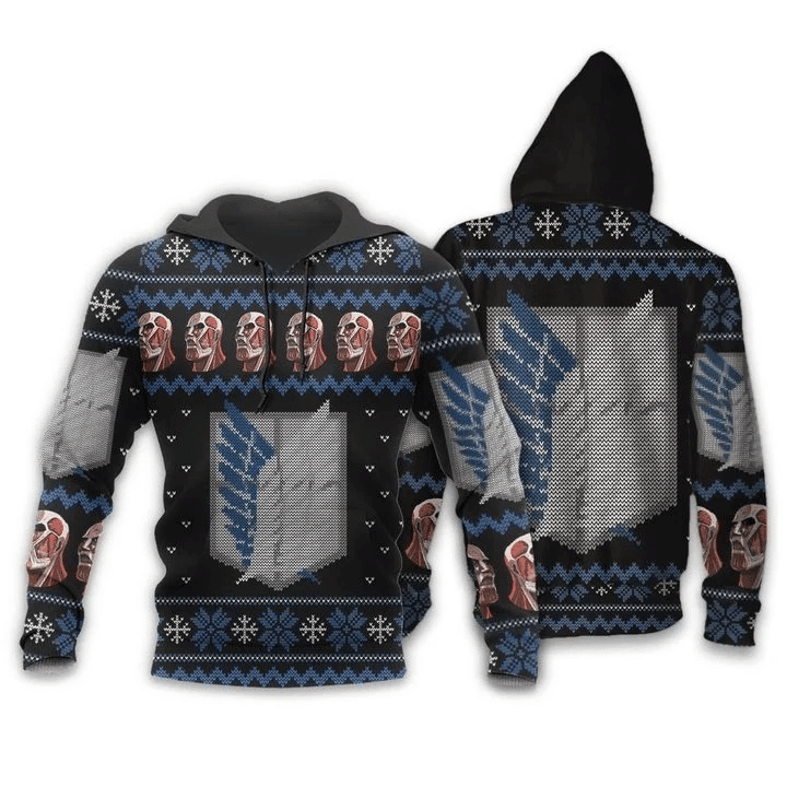 Attack On Titan Shirt Scout Ugly Christmas 3d Hoodie Zip Hoodie