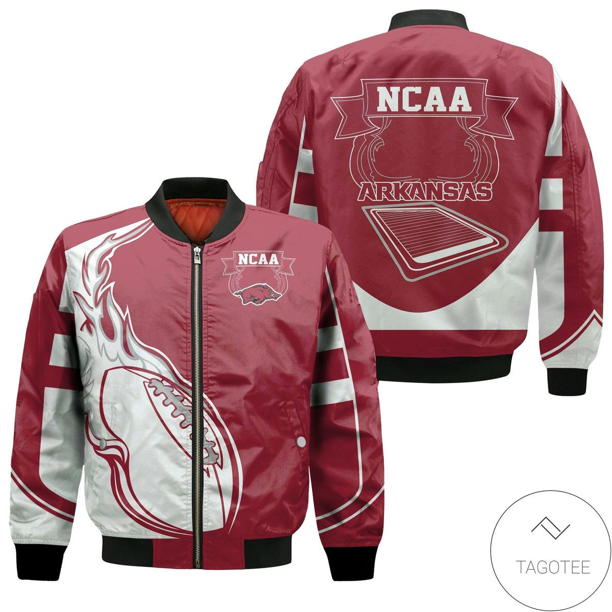 Arkansas Razorbacks Fire Football Bomber Jacket