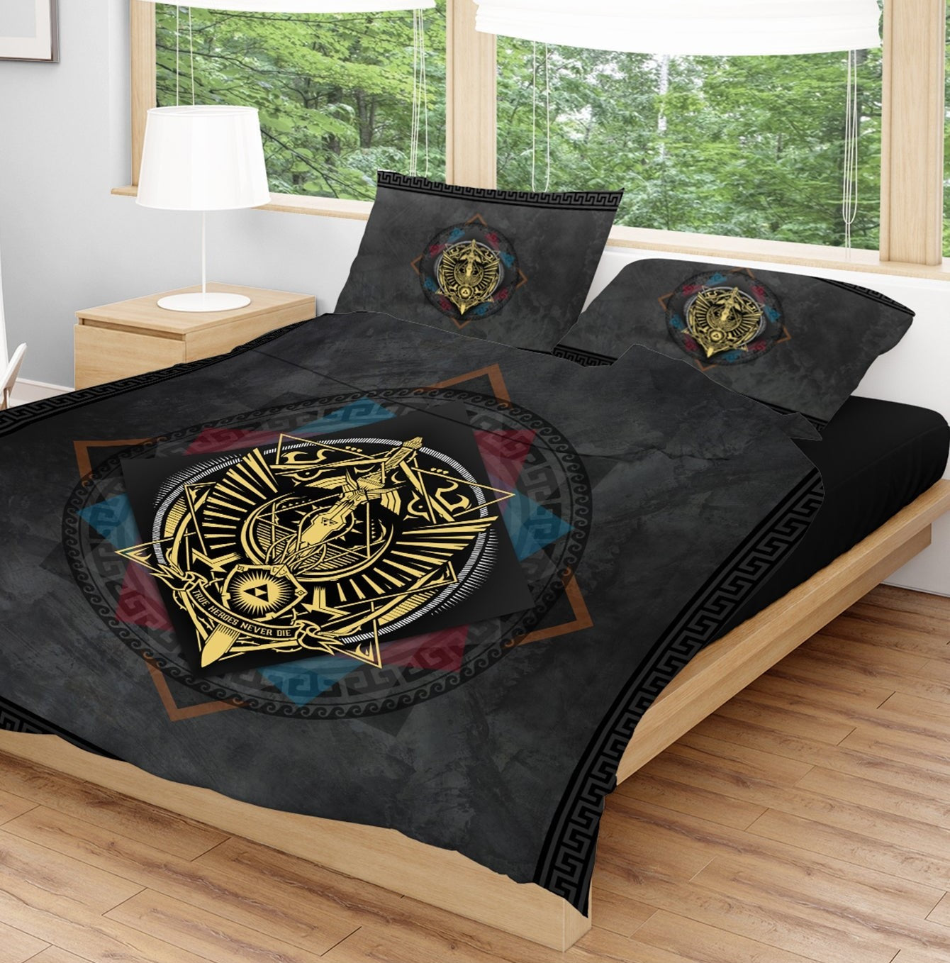 The Legend Of Zelda Bedding Set True Heroes Never Die Shield And Sword Duvet Covers