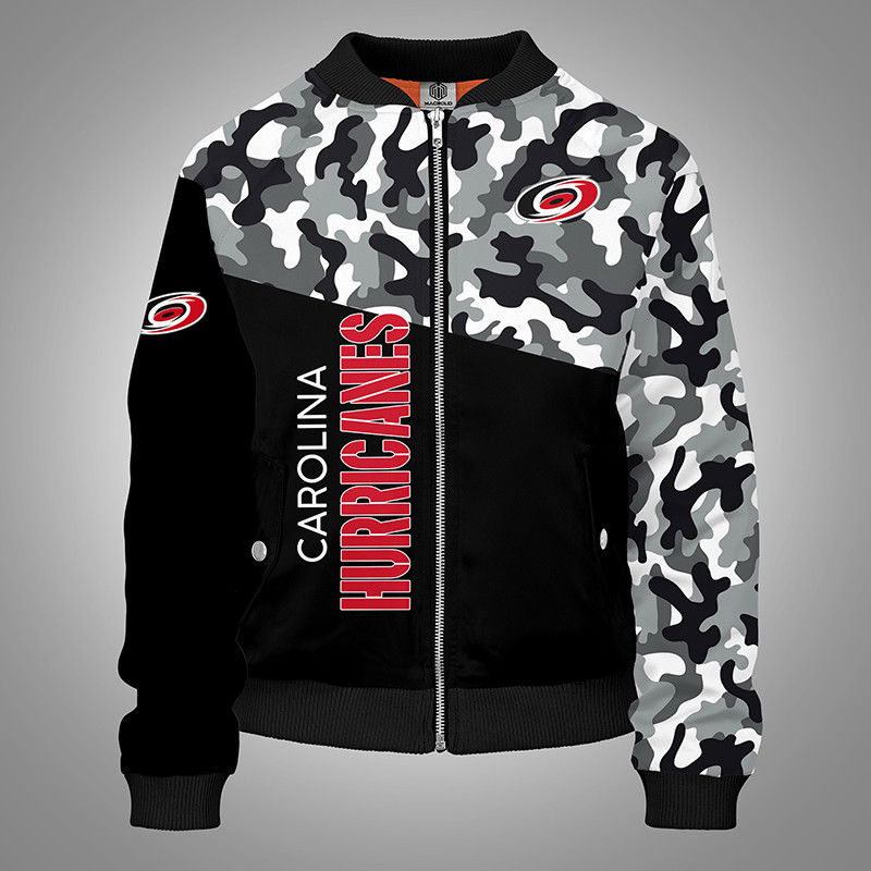 Carolina Hurricanes Camo Black Bomber Jacket