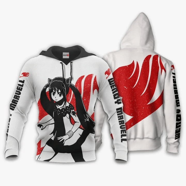 Wendy Marvell Fairy Tail Silhouette 2 3d Hoodie Zip Hoodie