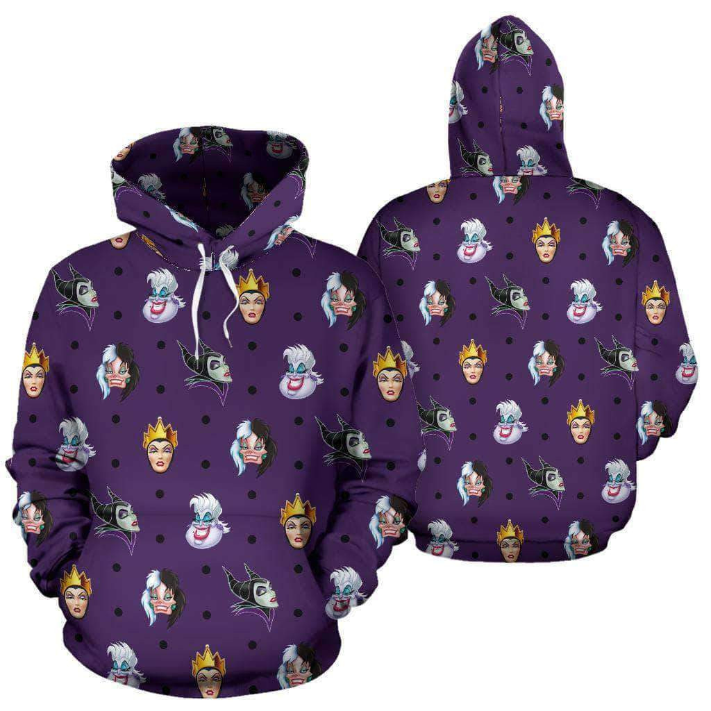 Disney Villains Head Patterns 3D All Over Print Hoodie & Zip Hoodie