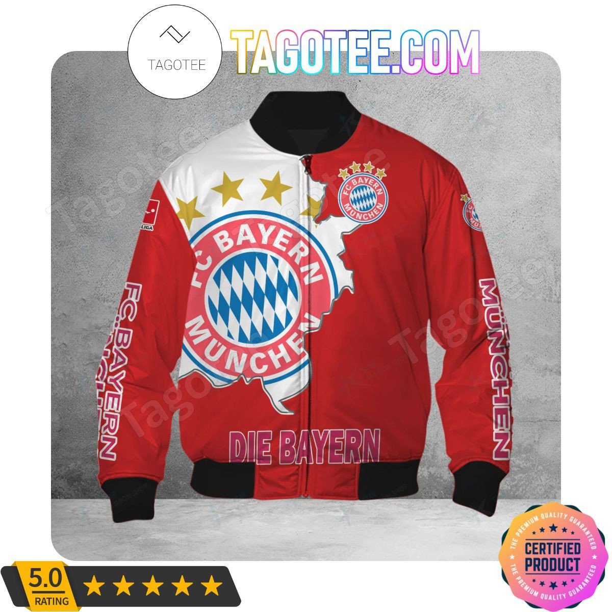 Bayern Munich Red White Scratch Verstehen Bomber Jacket