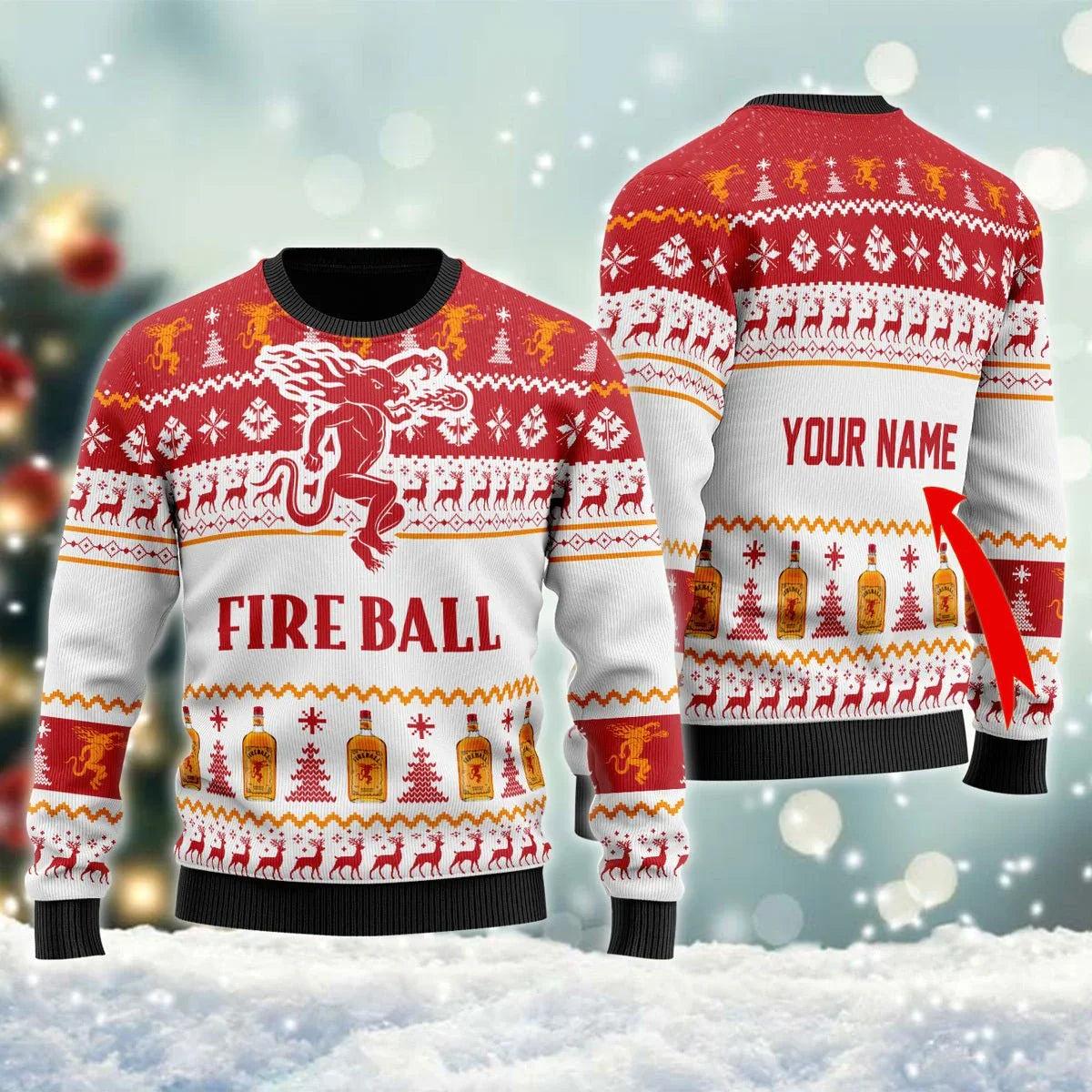 Personalized Fireball Ugly Christmas Sweater